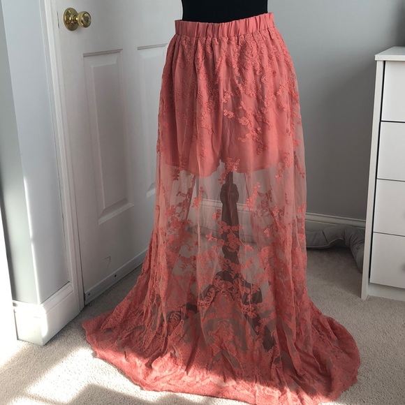 Peach Lace Maxi Skort - Picture 2 of 2